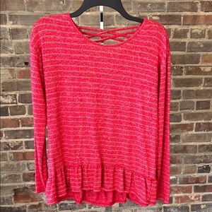 Epic Threads Pink Striped Ruffle Top